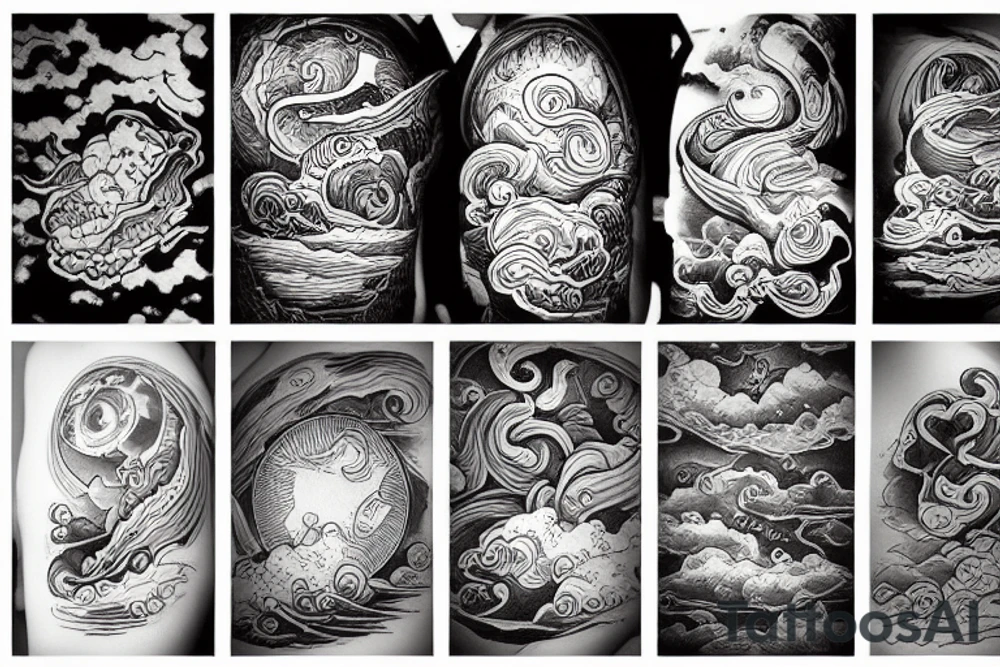 River and clouds together tattoo idea