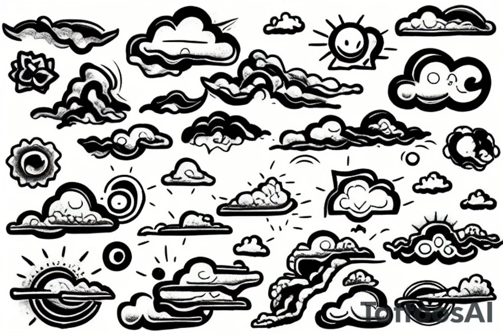 River and clouds together tattoo idea