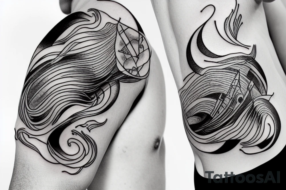 River and clouds morphing together tattoo idea