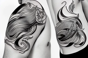 River and clouds morphing together tattoo idea