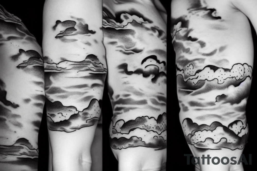 River and clouds morphing together tattoo idea