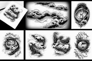 River and clouds morphing together tattoo idea