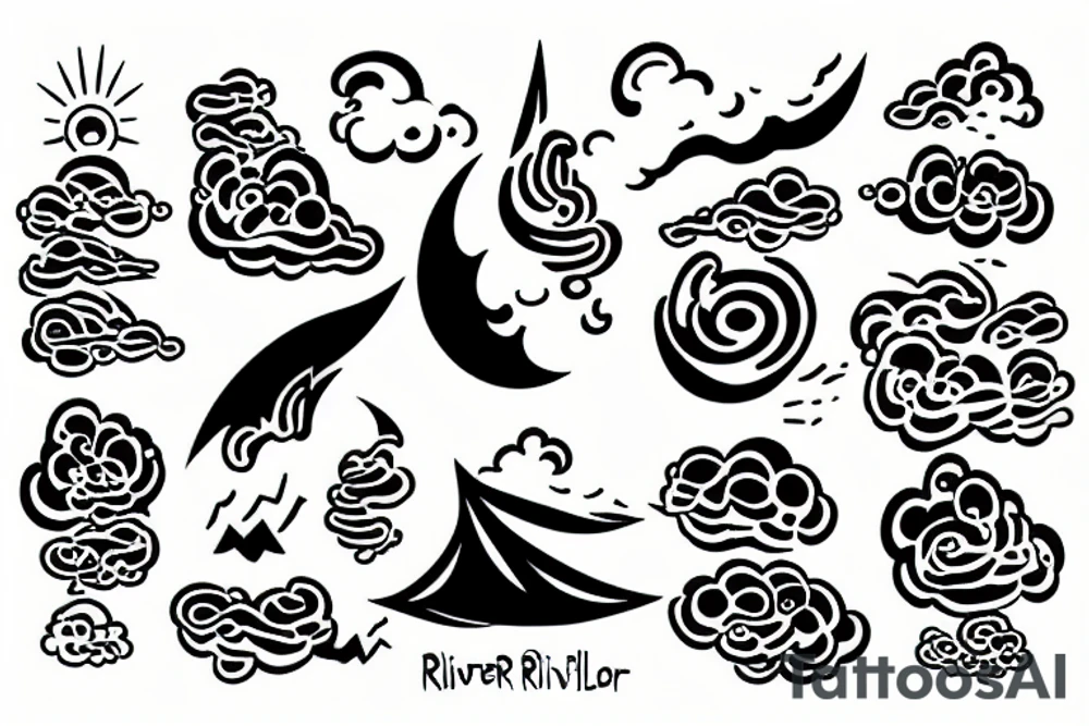 River and clouds tattoo idea