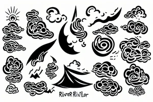 River and clouds tattoo idea