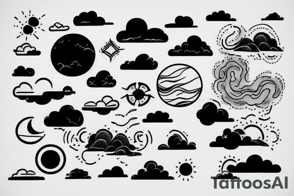 River and clouds tattoo idea