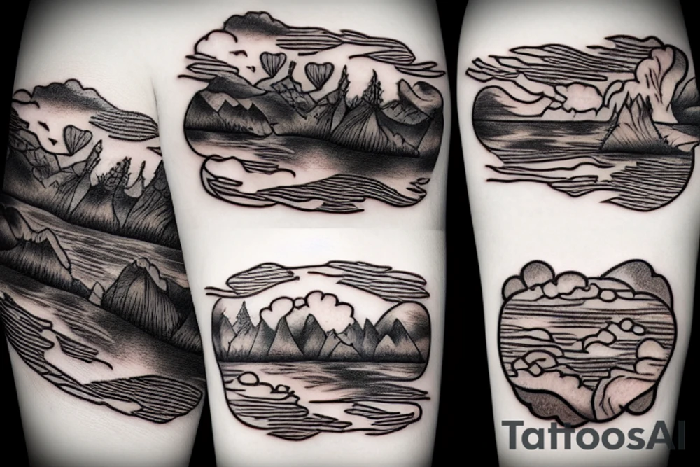 River and clouds tattoo idea