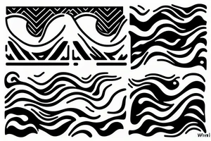 Large River flowing into clouds and a moon, small minimalist tattoo tattoo idea