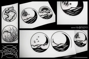 River with a small reflection of clouds and a moon tattoo idea
