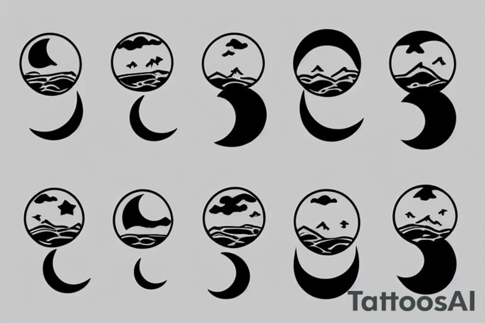 River with a small reflection of clouds and a moon tattoo idea
