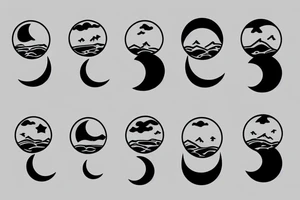 River with a small reflection of clouds and a moon tattoo idea