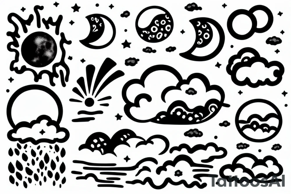 River with a small reflection of clouds and a moon tattoo idea