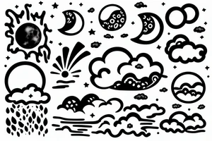 River with a small reflection of clouds and a moon tattoo idea
