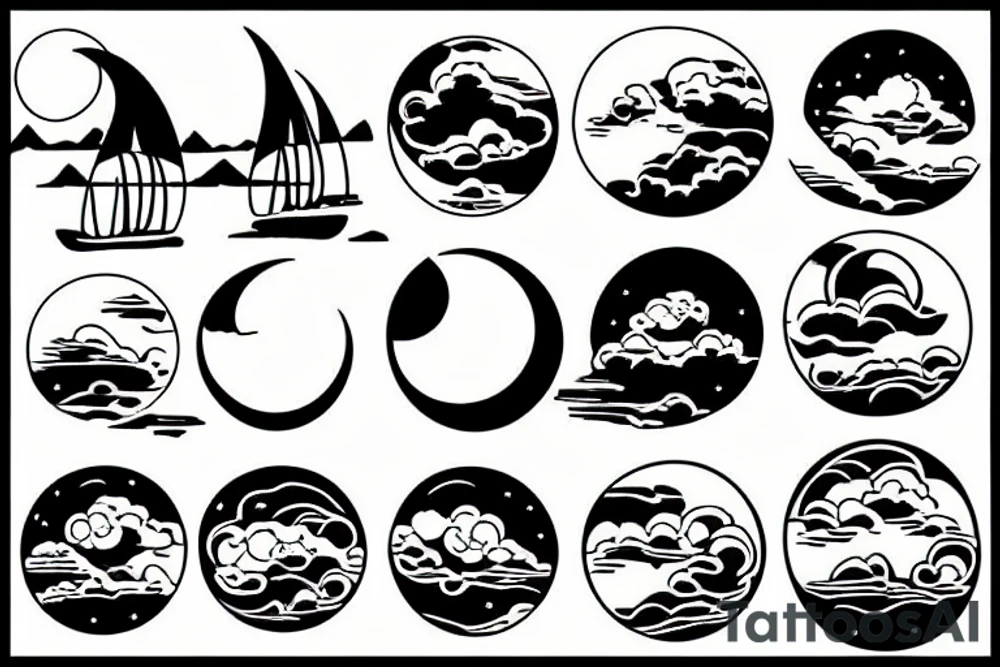 River with a small reflection of clouds and a moon tattoo idea River with a small reflection of clouds and a moon tattoo idea