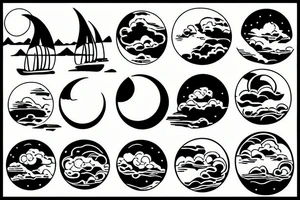 River with a small reflection of clouds and a moon tattoo idea