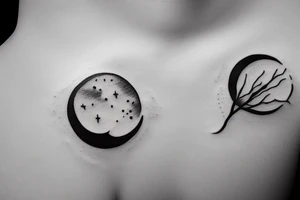 River flowing with a subtle reflection of the moon and clouds tattoo idea