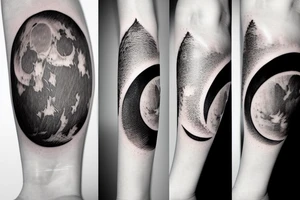 River flowing with a subtle reflection of the moon and clouds tattoo idea