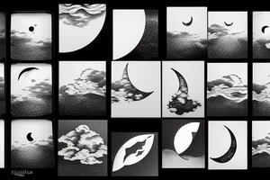 River flowing with a subtle reflection of the moon and clouds tattoo idea