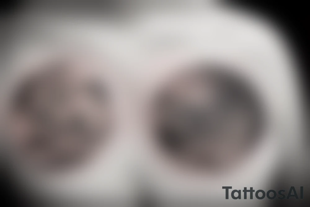 River flowing with the reflection of clouds and the same shape in a circle in the center tattoo idea