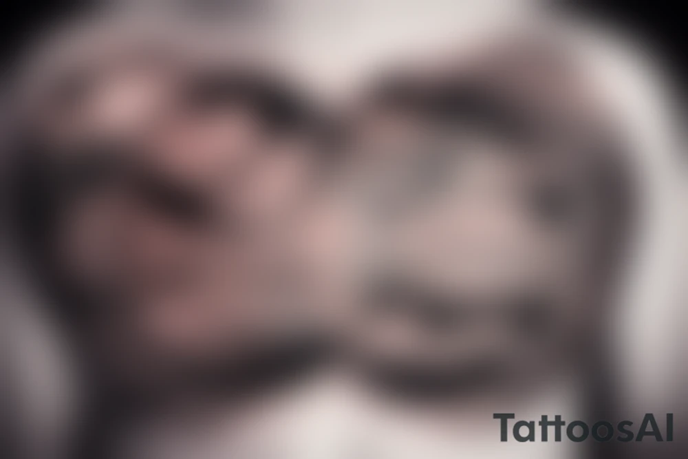 River flowing with the reflection of clouds and the same shape in a circle in the center tattoo idea