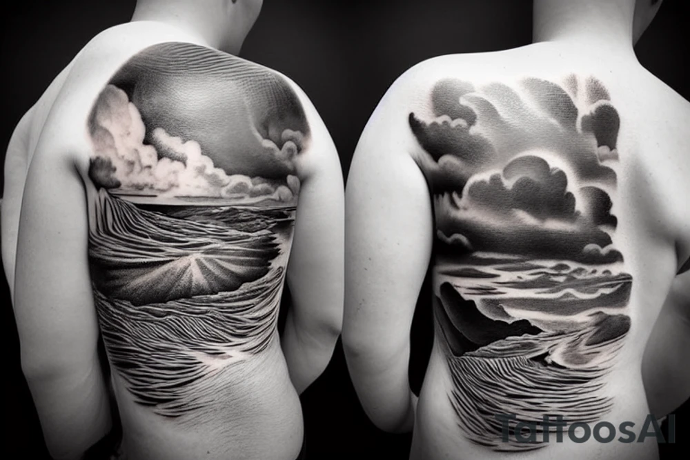 River flowing with the reflection of clouds and the same shape duplicated in the center tattoo idea River flowing with the reflection of clouds and the same shape duplicated in the center tattoo idea