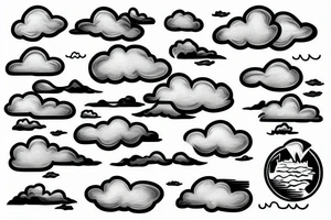 River flowing with the reflection of clouds and the same shape duplicated in the center tattoo idea