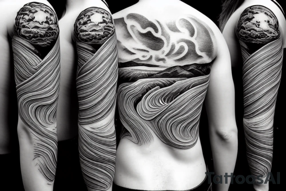 River flowing with the reflection of clouds and the same shape duplicated in the center tattoo idea River flowing with the reflection of clouds and the same shape duplicated in the center tattoo idea