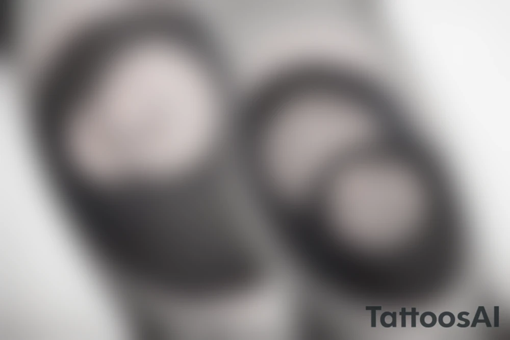 Outline of a river and flowing water texture that has a hidden moon and small puffy clouds all in a circle tattoo idea