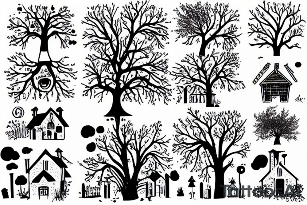 depressed homes growing into life tree tattoo idea