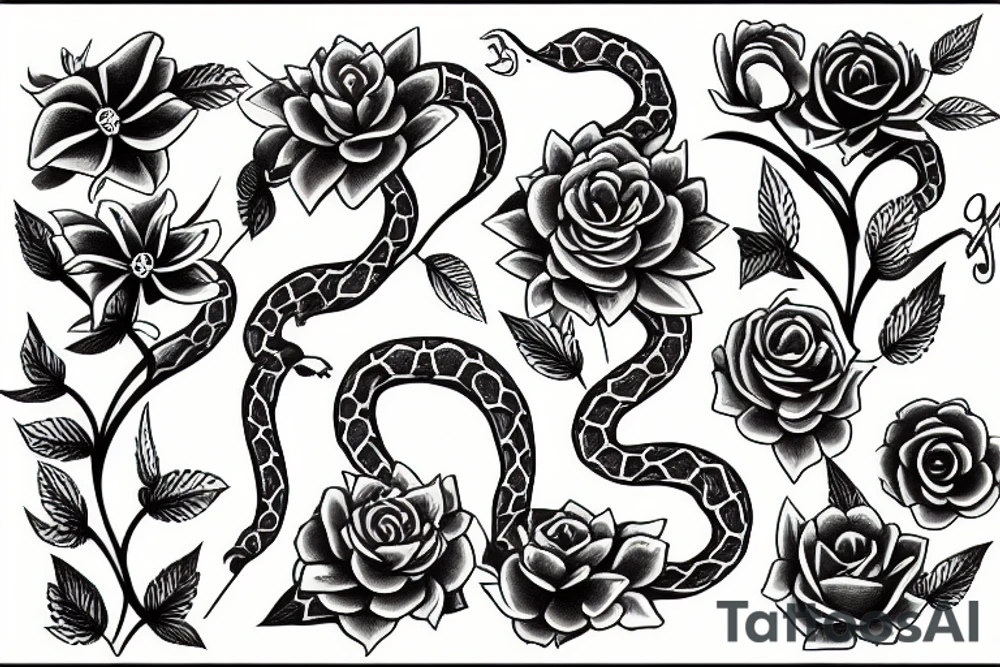 Snake Fire Flower tattoo idea