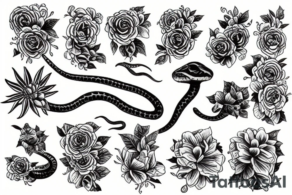 Snake Fire Flower tattoo idea
