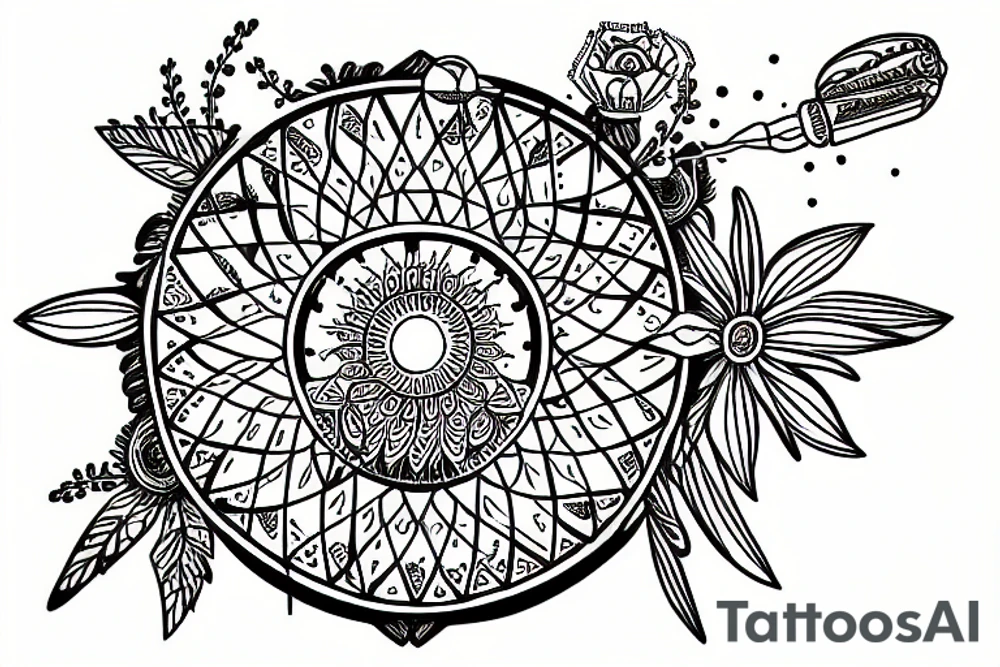 sagittarius dreamcatcher lotus flower tattoo idea