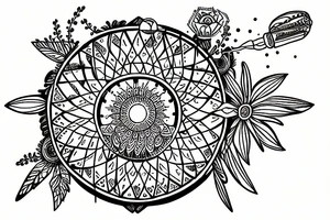 sagittarius dreamcatcher lotus flower tattoo idea