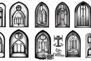 dark realisme, 2d, 3d, window church, tattoo idea