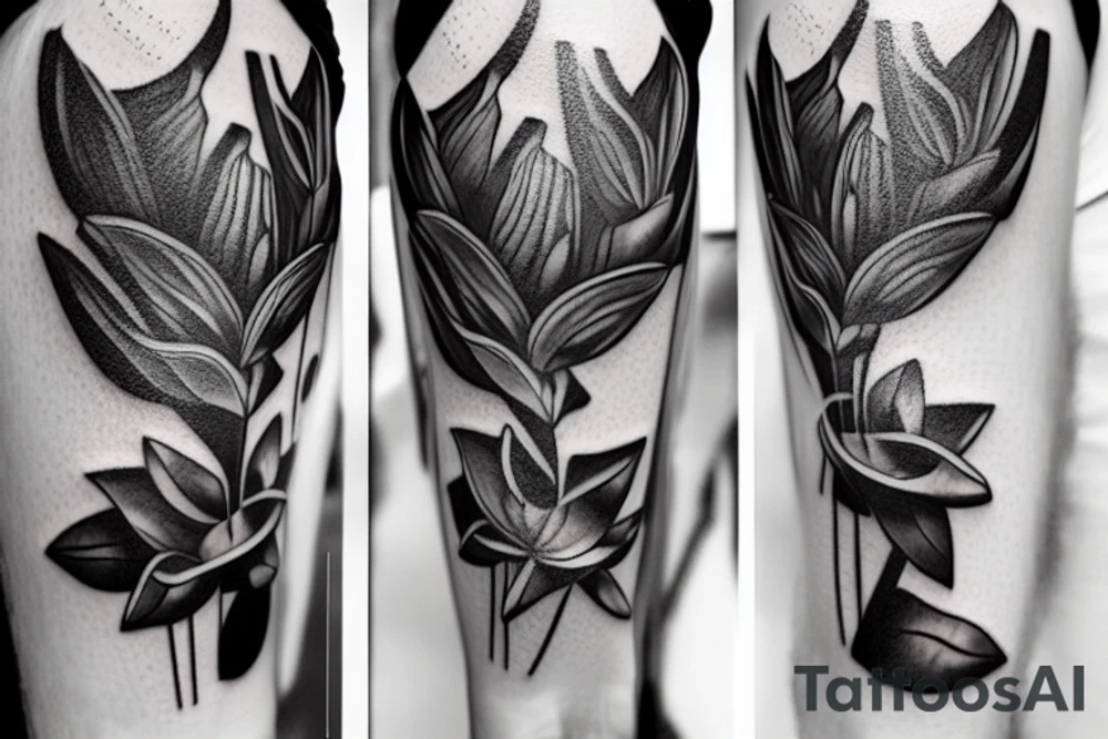 dark realism, 2d, 3d, window church, shield, lily tattoo idea dark realism, 2d, 3d, window church, shield, lily tattoo idea