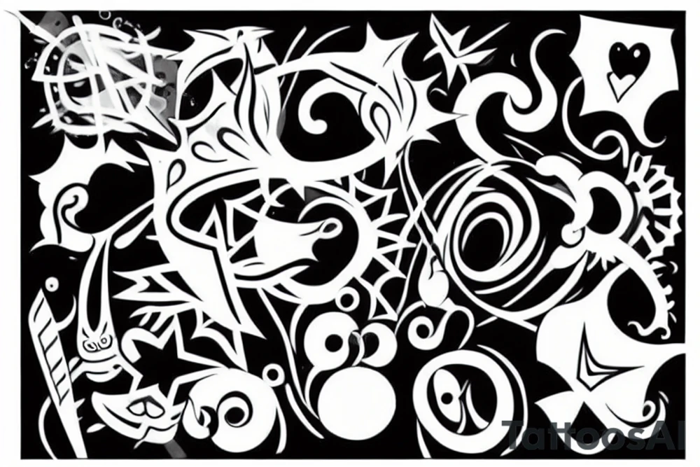 Whimsical abstract negative space tattoo tattoo idea Whimsical abstract negative space tattoo tattoo idea