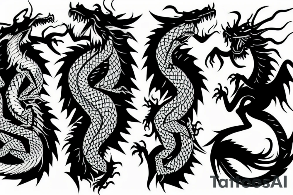 Dragon breathing fire and standing on a mountain tattoo idea Dragon breathing fire and standing on a mountain tattoo idea