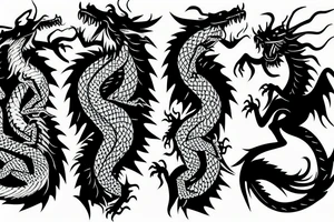 Dragon breathing fire and standing on a mountain tattoo idea