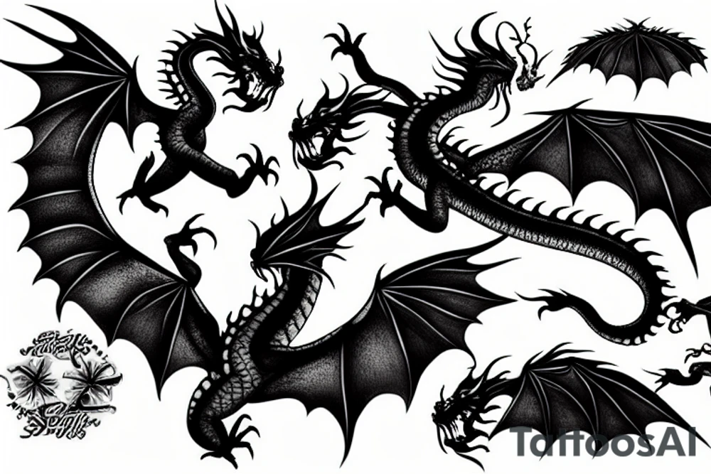 Flying dragon tattoo idea