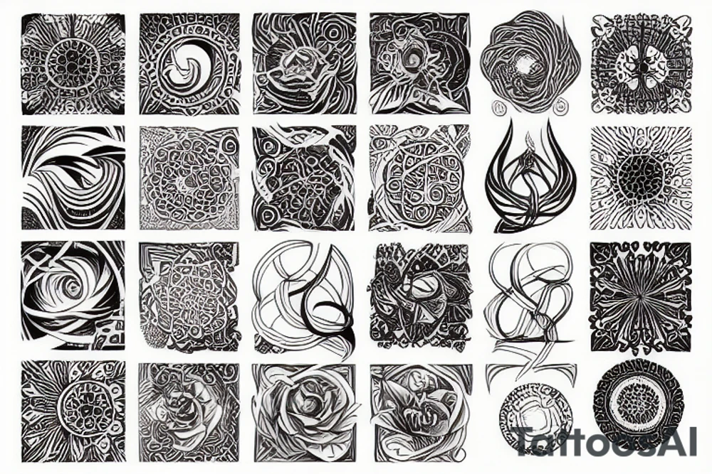 Abstract, mystic, ornamental, pointillism tattoo idea