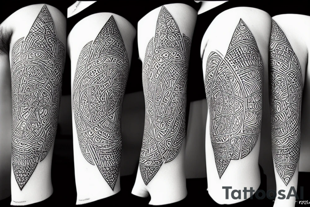 Abstract, mystic, ornamental, pointillism’ feminine, geometric tattoo idea
