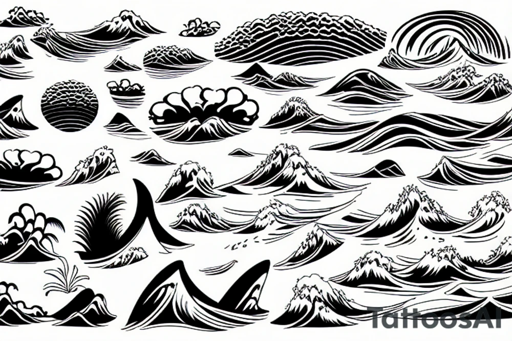 waves, waves on the beach, waves of Brazil, waves of Espírito Santo Brazil, circle, symmetric, beach, shore, tropical tattoo idea