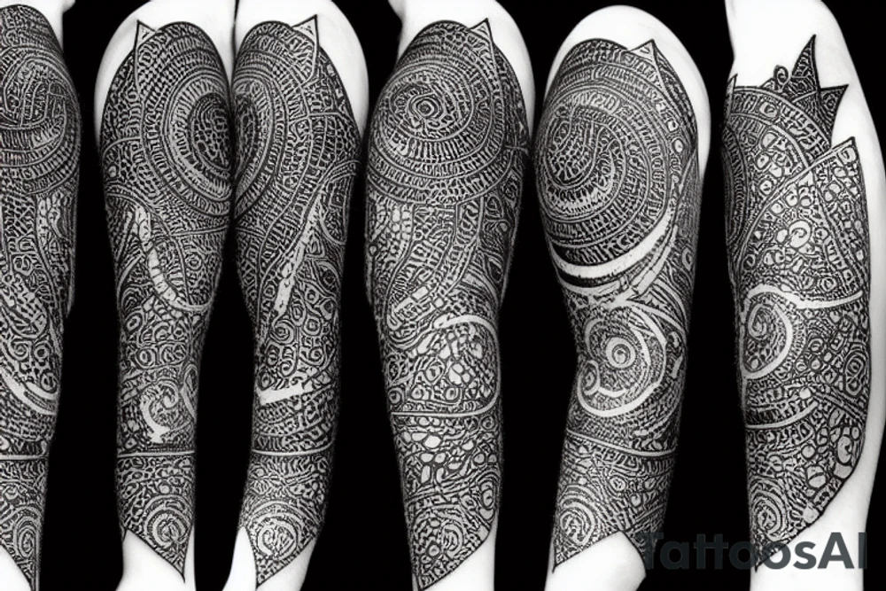 Abstract, mystic, ornamental, pointillism, feminine, geometric tattoo idea