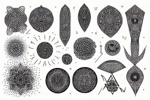 Abstract, mystic, ornamental, pointillism, feminine, geometric tattoo idea