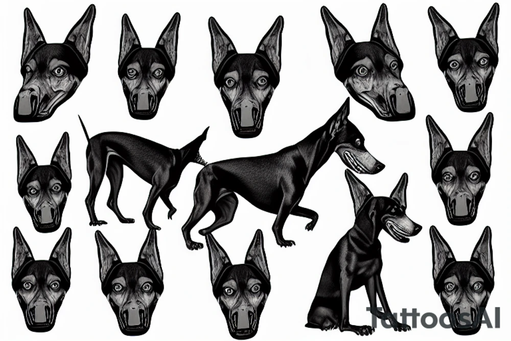 angry doberman tattoo idea
