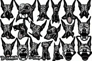 the evil Doberman is grinning and drooling from his mouth tattoo idea