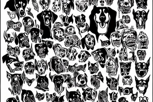 the evil Doberman is grinning and drooling from his mouth tattoo idea