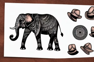 an elephant with hat tattoo idea