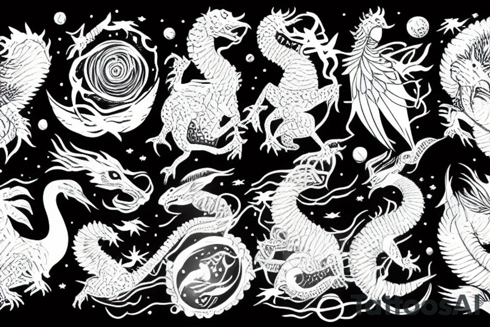 Space dragon nature Geese tattoo idea