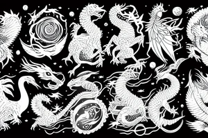 Space dragon nature Geese tattoo idea