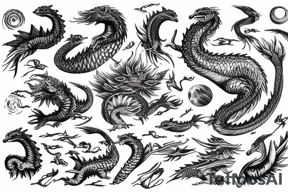 Space dragon nature Geese tattoo idea